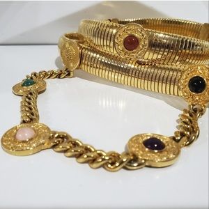 RARE Vintage Judith Leiber Chain/Cabochon/Jeweled Belt